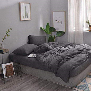 Grey Duvet Cover Queen Jersey Knit Cotton Duvet Cover 1 Duvet Cover 2 Pillowc  eBay