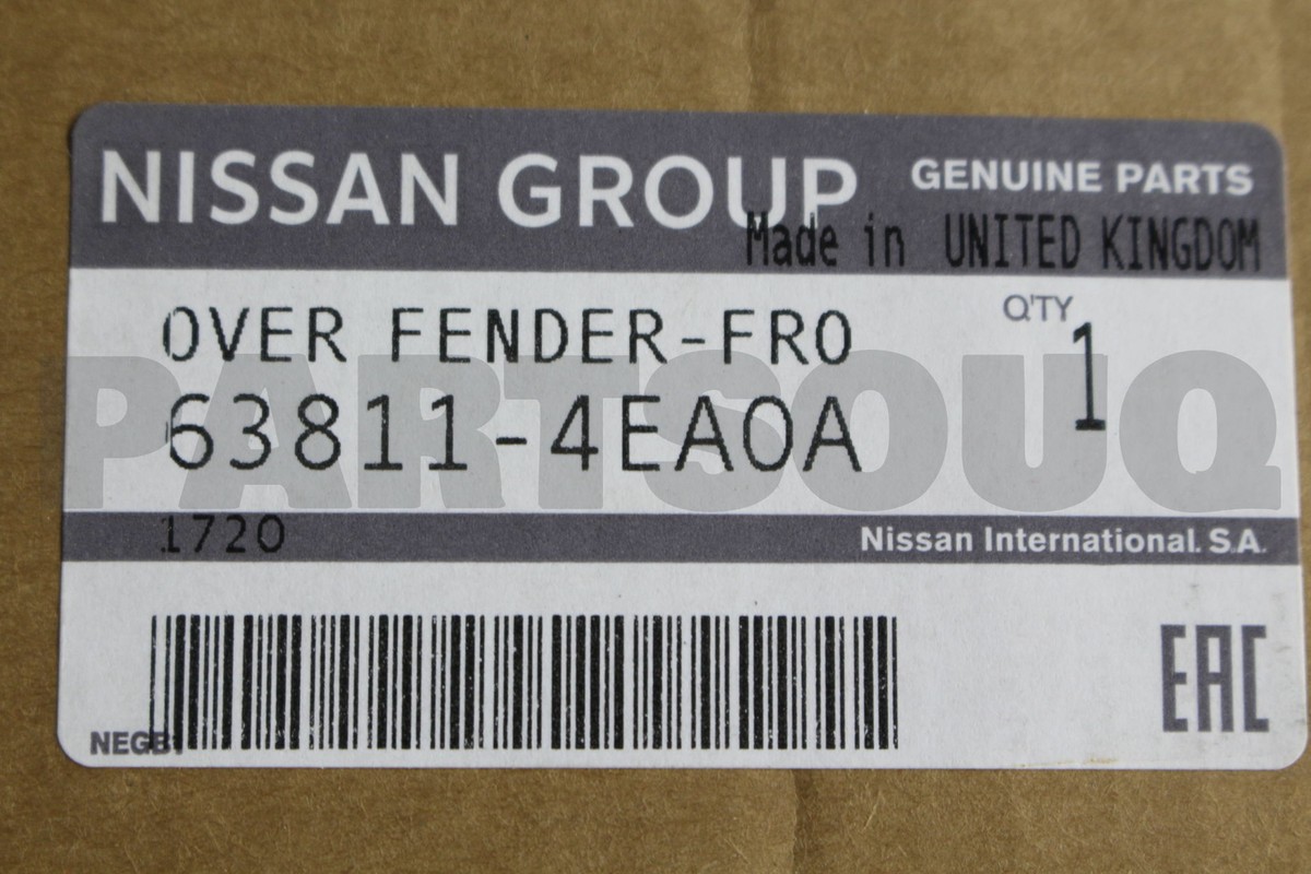 638114EA0A Genuine Nissan OVER FENDER FRONT,LH 63811-4EA0A