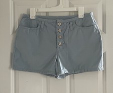 Vintage No Excuses Shorts 11 12 Button Fly Light Blue Y2K 90s Cotton