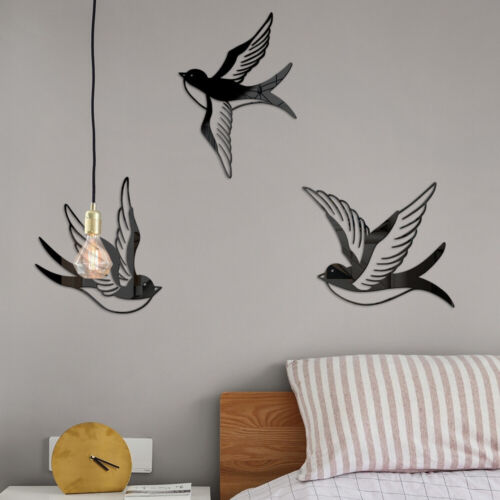 3 Pcs Hollowed Swallow Acrylic Stickers Living Room for Self-Adhesive Wall Decal - Picture 1 of 26