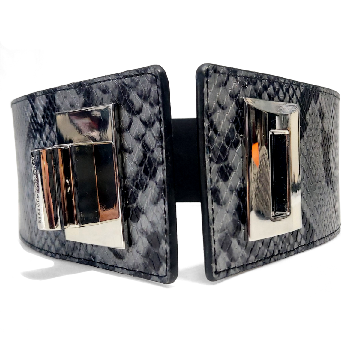 Rebecca Minkoff Black Leather Belt with Gold Tone Snake Buckle M Rebecca Minkoff Leather Waist Belt Snake Print Twist Lock  main image 4