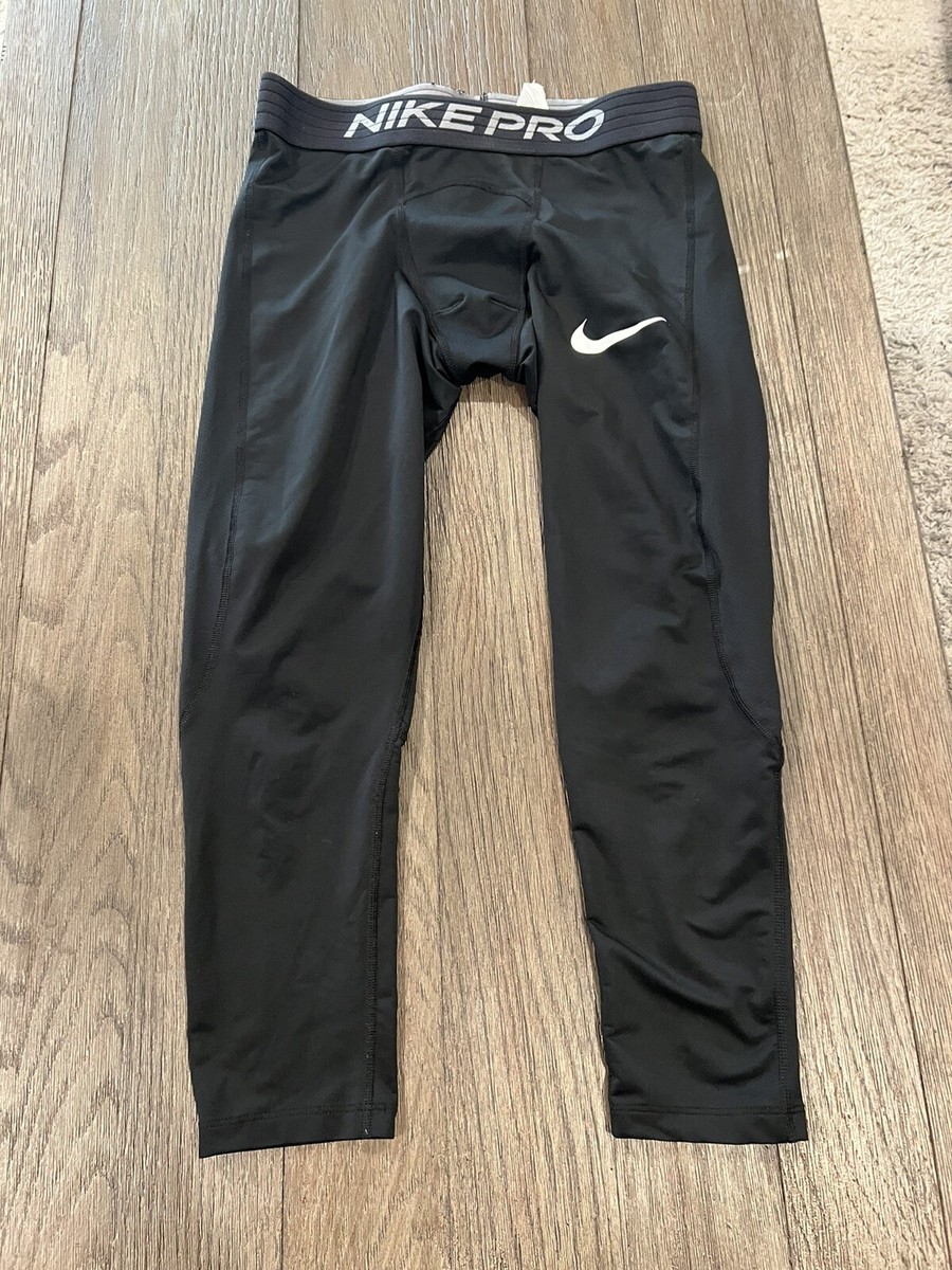 Men's Nike Pro Black 7/8 Spandex Tights Compression Pants M | eBay