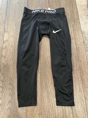 Men's Nike Pro Black 7/8 Spandex Tights Compression Pants M | eBay