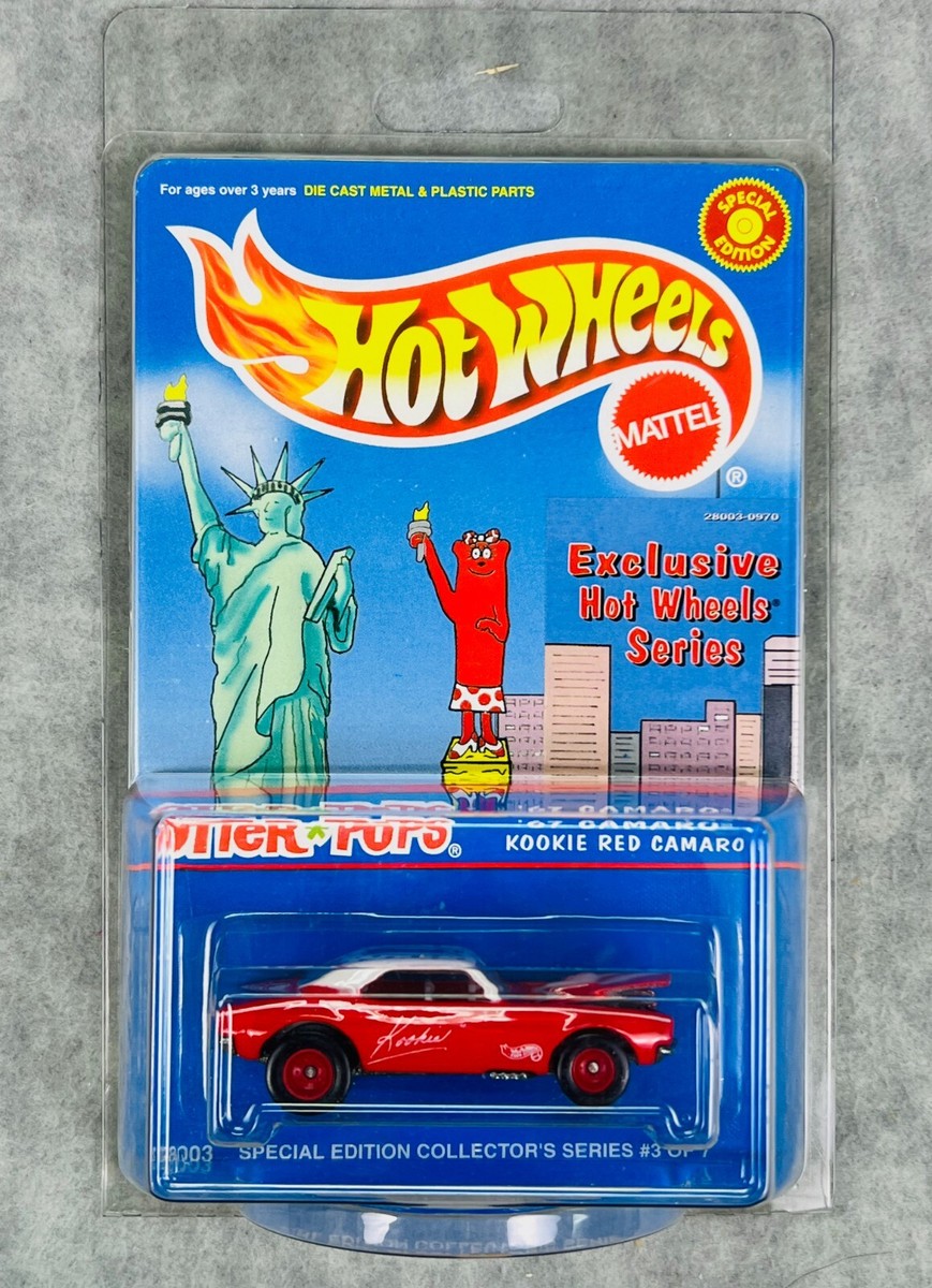 🇺🇸Hot Wheels Otters Pops 67 Camaro Kookie Red Camaro W/Protector