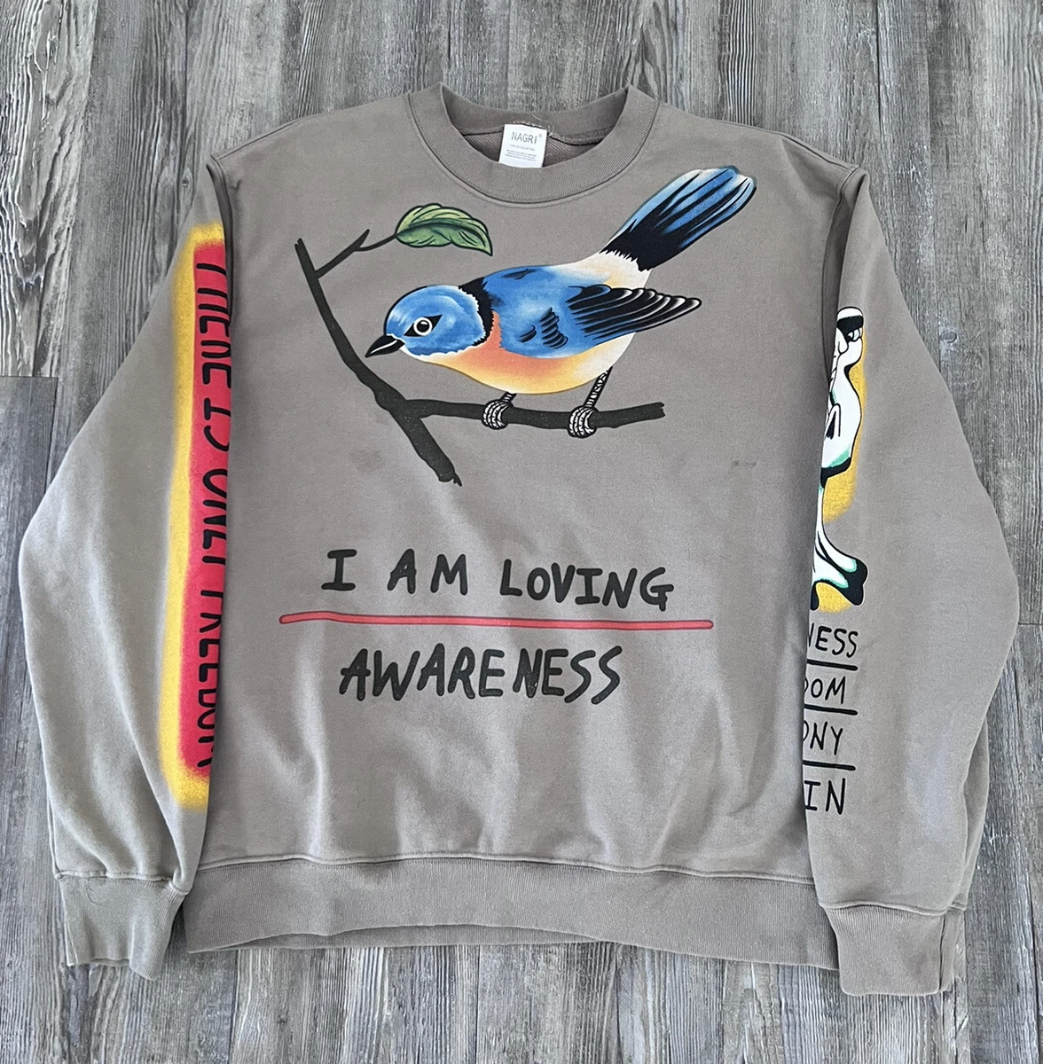 NAGRI I Am Loving Awareness Sweatshirt Crew Neck Pullover Men Size Large C3