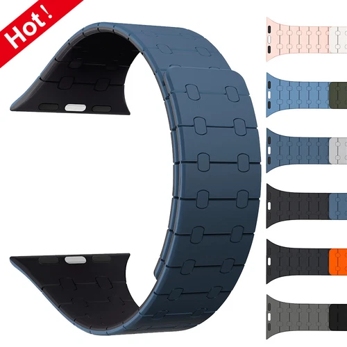 Magnetic Silicone For Apple Watch Ultra 2 Band Series 10 9 87 654 Strap Bracelet - Picture 1 of 30