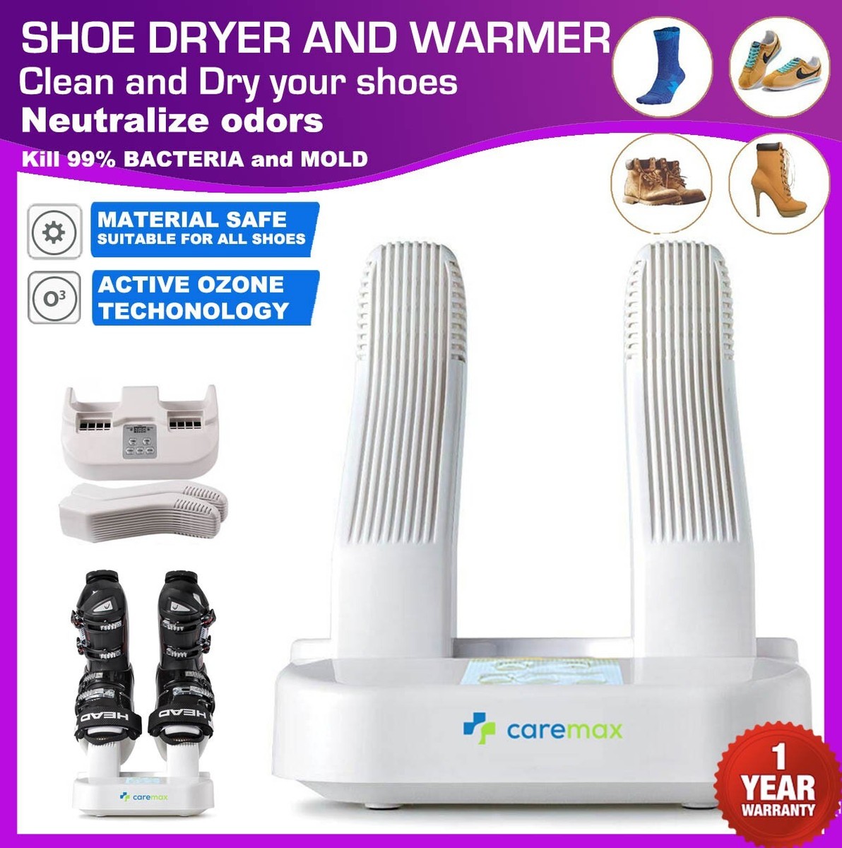 Electric Shoe Dryer Freshener Deodorizer Steriliser Ozone