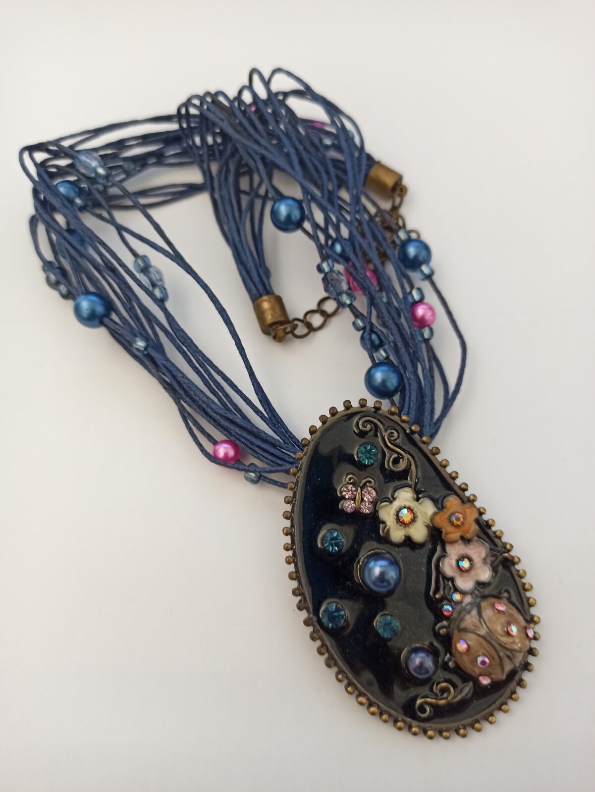 Statement Multi Strand Necklace Enamel Amorphic P… - image 15