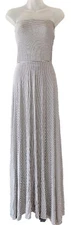 NWT NEW Elan MAXI SKIRT DRESS Convertible Strapless Black Ivory Pinstriped SMALL