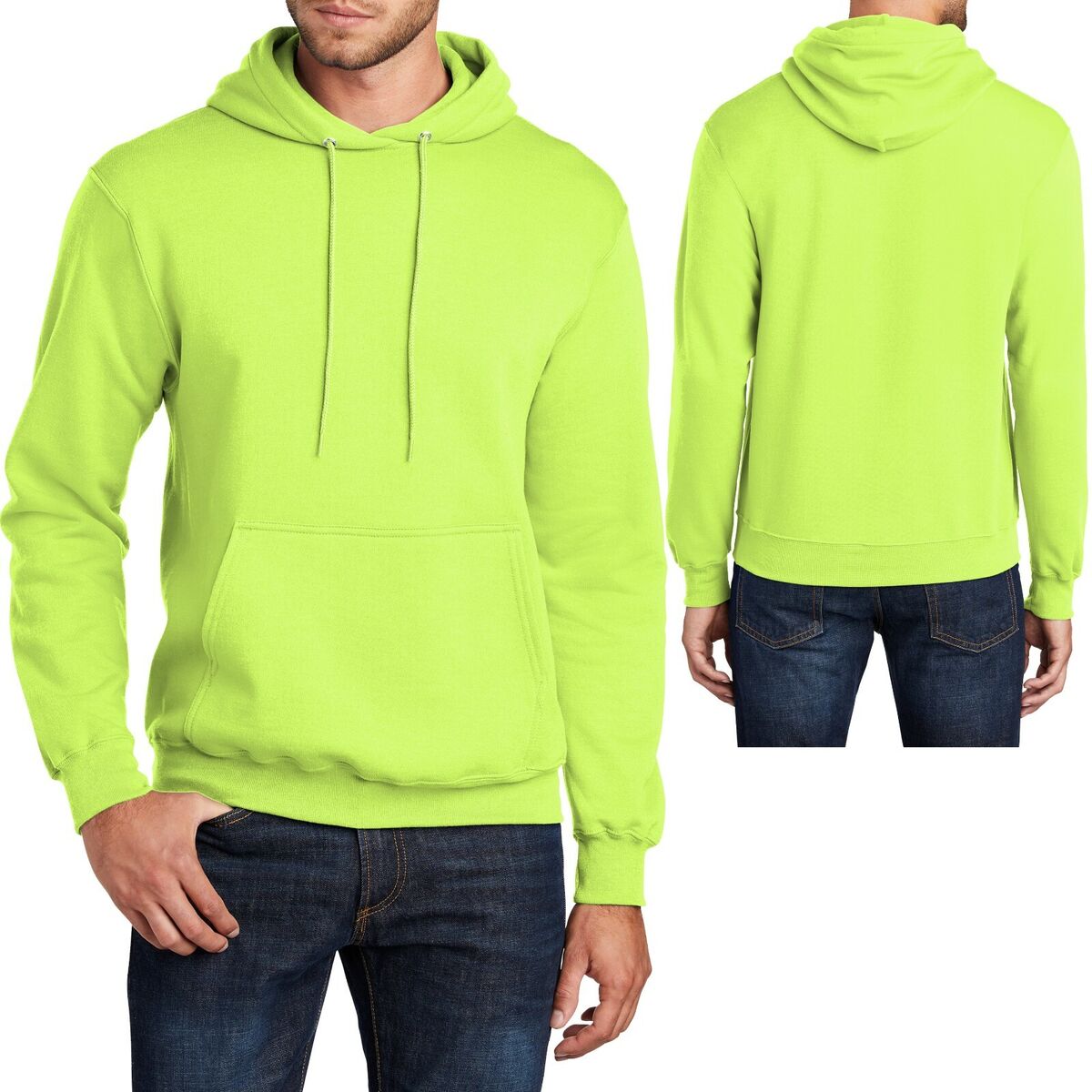 Mens Pullover NEON Hoodie Adult Sizes S M L XL-4XL Hooded Mens Pullover NEON Hoodie Adult Sizes S M L XL-4XL Hooded