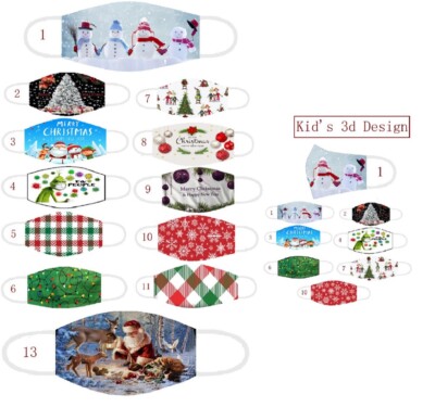 Christmas Face Mask Reusable Washable Protection Cover Breathable Xmas New