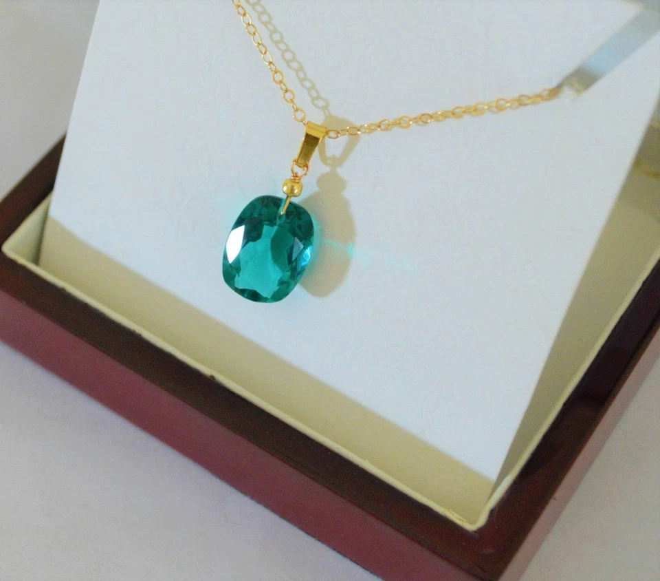 Hermoso Colgante Natural Facetado Turmalina Paraiba Cuarzo Oro Amarillo Hecho a Mano Foto 4 de 4