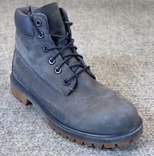 Timberland Leather Boots Boys Size 6 Blue Nubuck Classic Lace-Up 3793A