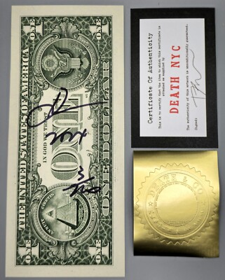 DEATH NYC signed U.S dollar bill USドル札 紙幣 世界限定 となりの