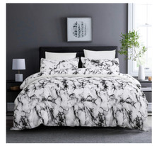 Duvet Cover Set GrayBlack Marble Size King