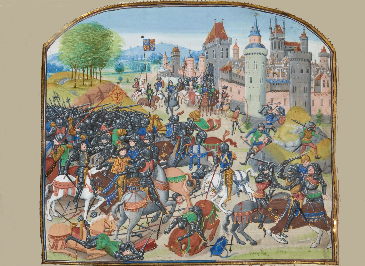 Peinture médiévale des Chroniques de Jean Froissart - Tableau sur toile 60x80cm