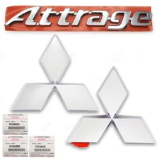 Set Chrome Front Tailgate Logo Emblem Grille Fits Mitsubishi Attrage 2013 2019