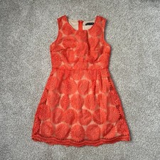 Crystal Doll Dress Orange Floral Lace Overlay Sleeveless Womens Juniors Size 5