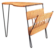 RAOUL GUY - TABLE BASSE PIANO - ROTIN ET FER - MATEGOT ERA 1950