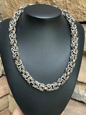 Huge Vintage Sterling Silver Byzantine Necklace Handcrafted