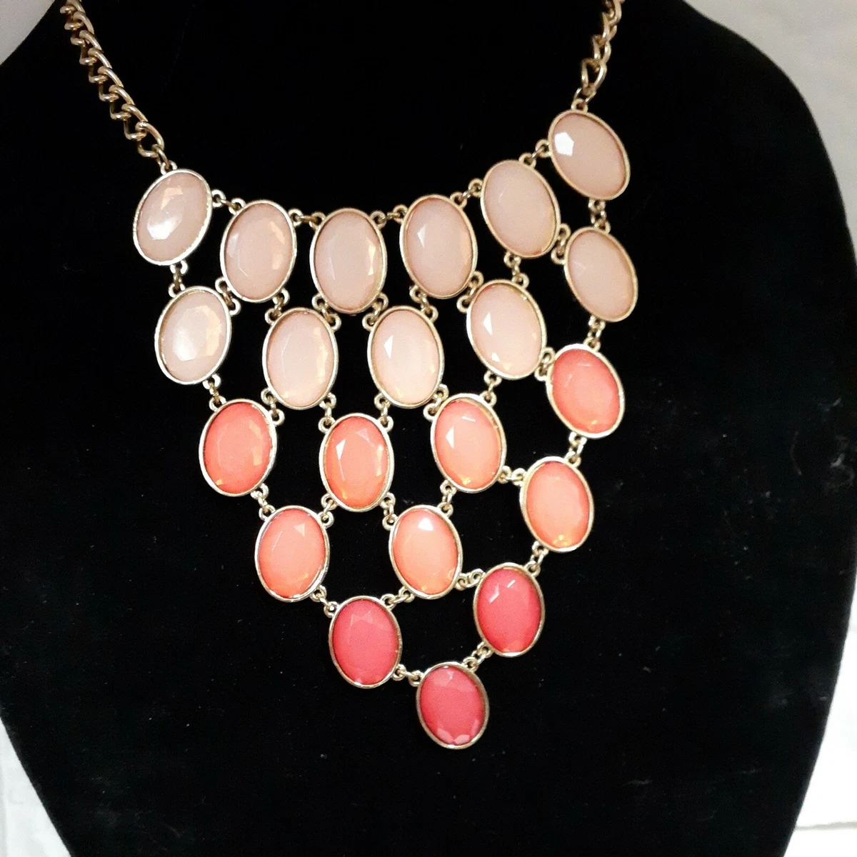 545 Statement Necklace Gorgeous Peach And Light Peach Colored eBay