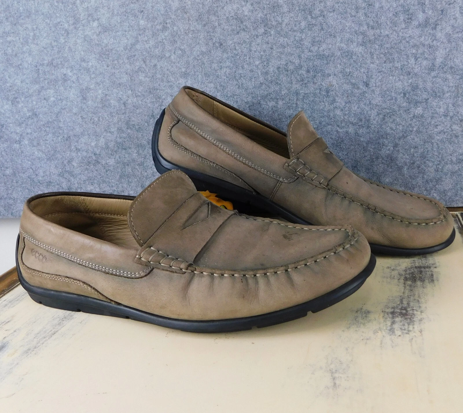 Mocassini da uomo Ecco Penny taglia 10 pelle a grana intera marrone rosa