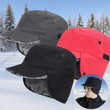 Waterproof Winter Fleece Hat with Ear Flaps Outdoor Warm Thermal Baseball Cap