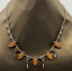 A&C Multicoloured Stone Statement Necklace Bronze Tone Beaded