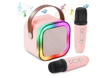 Mini Karaoke Machine, Portable Bluetooth Karaoke Speaker with 2 Wireless Micr...