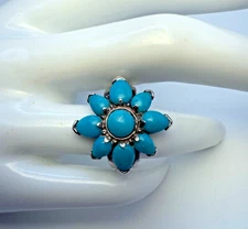 Carolyn Pollak Flower ring Turqoise stone size 8