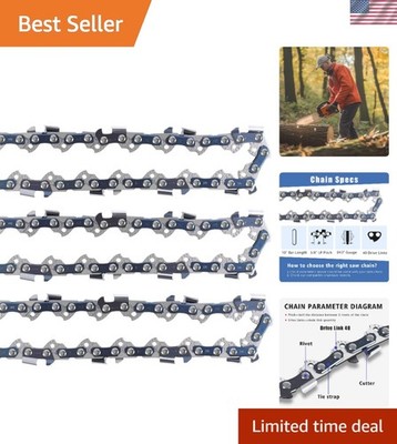 Versatile 3-Pack 10'' Chainsaw Chain - 3/8'' LP Pitch, Compatible with Many Models