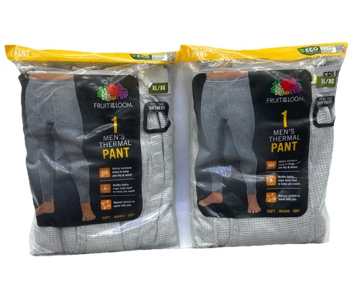 Nwt Fruit Of The Loom Mens thermal Pant Grey Lot Of Two XL {63}