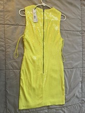 Alice + Olivia NWT $550 Yellow Sequin Sleeveless Dress Lemon Sorbet Sz6 MINT CON