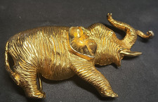 Gold Toned Metal Elephant Belt Buckle Vintage READ