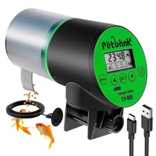 Petbank Automatic Fish Feeder for Aquariums - Rechargeable Auto Fish Food Dispen