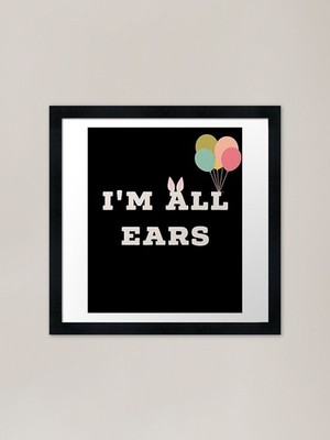 Cute i'm All Ears Bunny | Osterei gerahmtes Wandbild Poster Leinwanddruck Bild