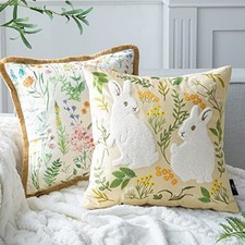 Pack of 2 Happy Easter Throw Pillow Covers - 18" x 18" Pack of 2 Beige/Green