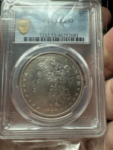 1896-O Morgan Silver Dollar - PCGS AU 53 - Gold Shield