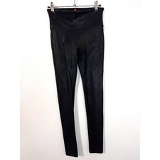 SPANX Black Faux Leather Skinny Ankle Pull On Warm Winter Leggings Size S