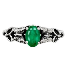 Natural Green Onyx 925 Sterling Silver Ring s.7 Jewelry R-1746