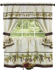 3 pc Kitchen Printed Curtains Tailored Cottage Set, GRAPES TUSCANY by Achim