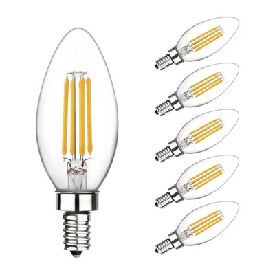 TJOY 6/12/24Pack B11 Candelabra Dimmable Bulb, 4.5W Equivalent 60W, 2700K Soft White