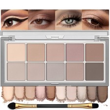 10 Colors Matte Eyeshadow Palette, Neutral Taupe Mauve Grey Brown Eye Shadow for