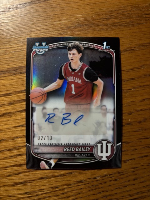 25/26 Bowman U Basketball CPA-RB Reed Bailey Black Refractor RC #D /10 Hoosiers