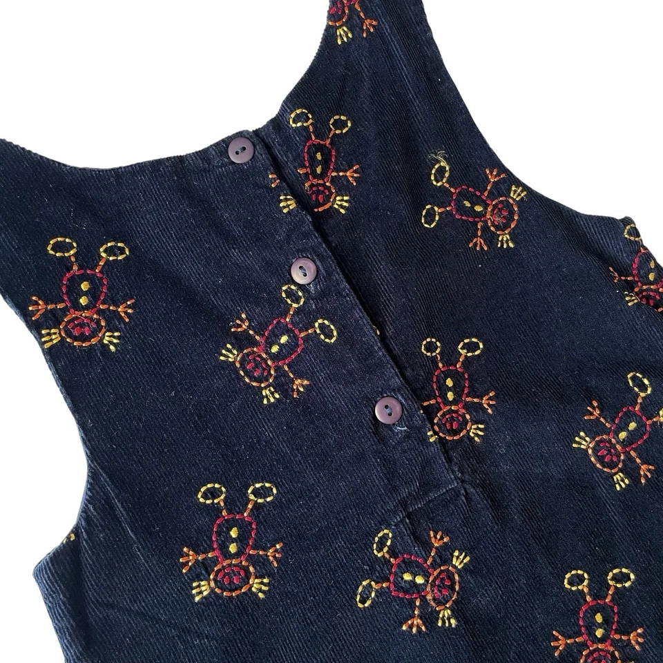Samantha Says Girls Dress Jumper Navy Blue Sleeveless Corduroy Embroidered Sz 5 - Image 4 of 4