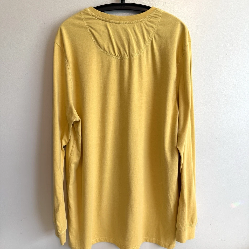 Camisa Jersey Henley Amarilla Manga Larga Suave Impermeable Vintage Para Hombre Talla XXL Foto 2 de 4