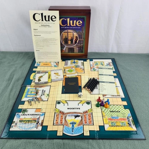 Parker Brothers Clue Vintage Collection Board Game Wooden Book Box Complete