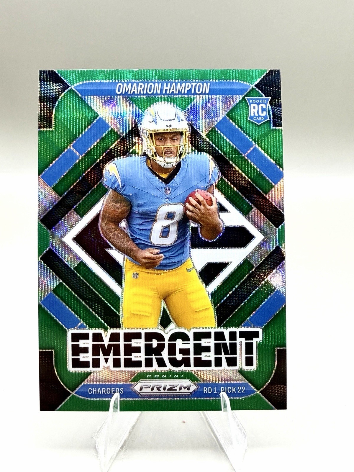 2025 Panini Prizm Emergent Green Wave #9 Omarion Hampton RC