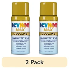 Icy Hot Max Strength Pain Relief Spray 4oz with Lidocaine and Menthol( 2 pack)