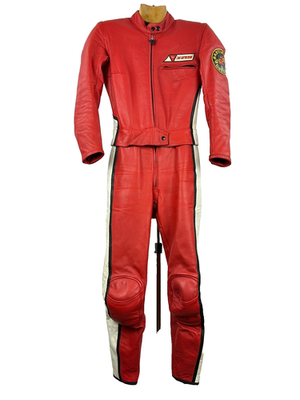Vintage Dainese 1 Piece Leather Motorcycle Racing Suit Red White